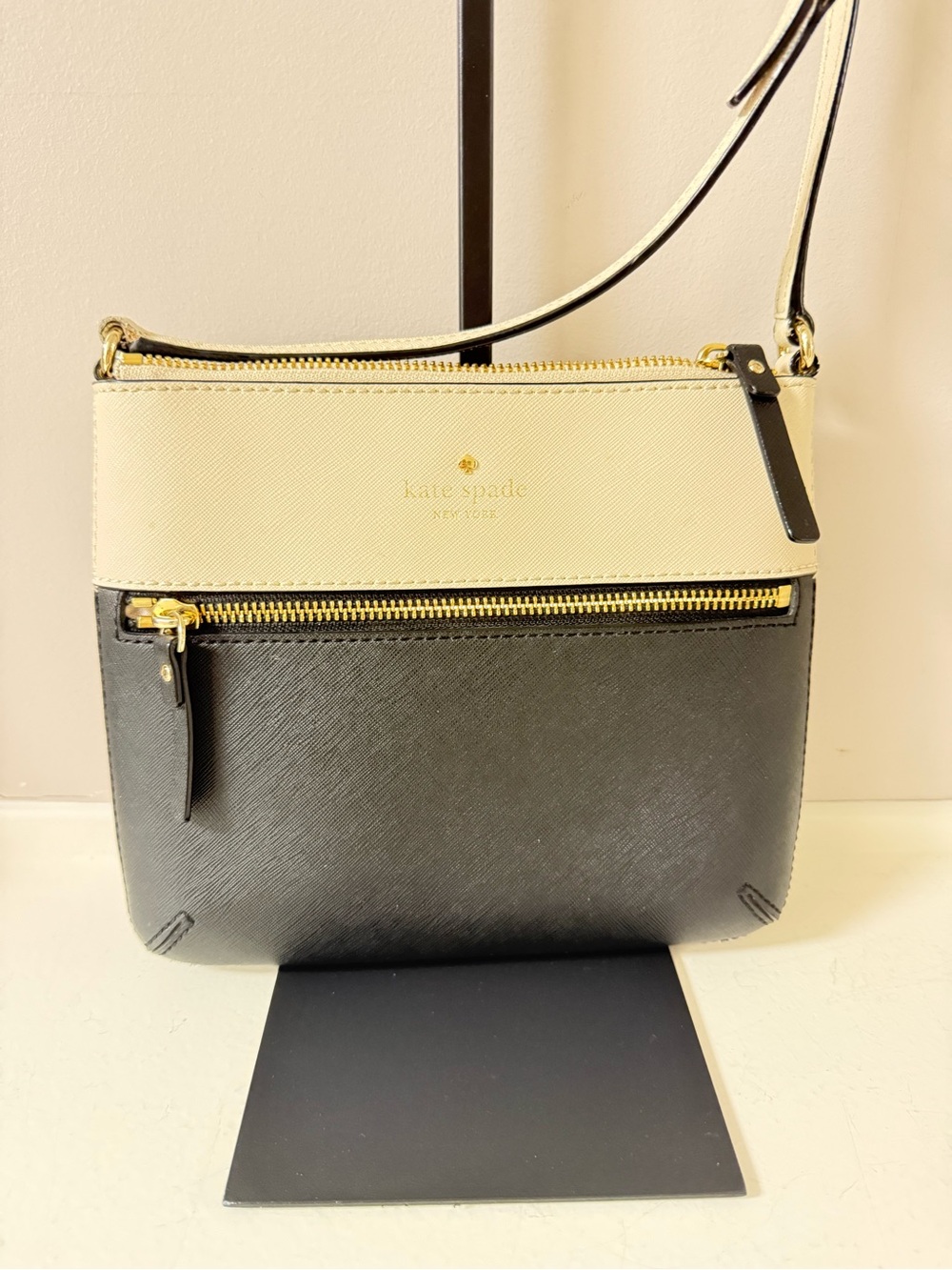 kate spade Black and Cream Two-Tone Crossbody,Gold Hardware, Like New!!